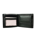 We-Go Genuine Leather Wallet for Men – Croco Print Bifold Slim Wallet - Olive Green