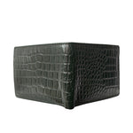 We-Go Genuine Leather Wallet for Men – Croco Print Bifold Slim Wallet - Olive Green
