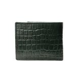 We-Go Genuine Leather Wallet for Men – Croco Print Bifold Slim Wallet - Olive Green