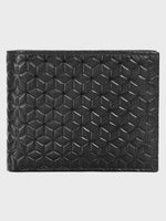 Genuine Leather - Hexagon Print Embossed - Men Leather Wallet