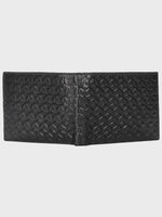 Genuine Leather - Hexagon Print Embossed - Men Leather Wallet