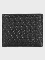 Genuine Leather - Hexagon Print Embossed - Men Leather Wallet
