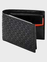 Genuine Leather - Hexagon Print Embossed - Men Leather Wallet