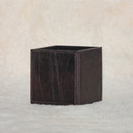 Genuine Leather Crocodile Print Embossed Pen Stand 4" x 4"