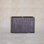 GENUINE LEATHER CROCODILE PRINT EMBOSSED PEN STAND TWIN SLOTS 4 " HEIGHT  X 6  " LENGTH