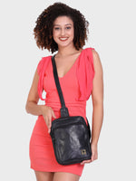 Unisex Genuine Leather ,Soft Luxurious Veg Tanned Two Toned - Travel Shoulder Strap Bag