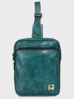 Unisex Genuine Leather ,Soft Luxurious Veg Tanned Two Toned - Travel Shoulder Strap Bag