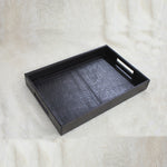 LUXURIOUS GENUINE LEATHER TRAY CROCODILE EMBOSSED 15 " X 10 "