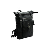 UNISEX GENUINE LEATHER ROLL-TOP BACKPACK WITH 14" LAPTOP COMPARTMENT