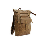 UNISEX GENUINE LEATHER ROLL-TOP BACKPACK WITH 14" LAPTOP COMPARTMENT
