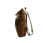 UNISEX GENUINE LEATHER ROLL-TOP BACKPACK WITH 14" LAPTOP COMPARTMENT