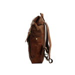 UNISEX GENUINE LEATHER ROLL-TOP BACKPACK WITH 14" LAPTOP COMPARTMENT