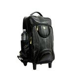 GENUINE LEATHER CROCO PRINT MULTIPURPOSE TRAVEL TROLLY BACKPACK WITH LAPTOP COMPARTMENT