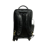 GENUINE LEATHER CROCO PRINT MULTIPURPOSE TRAVEL TROLLY BACKPACK WITH LAPTOP COMPARTMENT