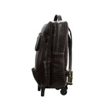 GENUINE LEATHER CROCO PRINT MULTIPURPOSE TRAVEL TROLLY BACKPACK WITH LAPTOP COMPARTMENT