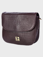 Genuine Leather , Women Trendy Front Magnet Closure , Croco Embossed Leather Bag