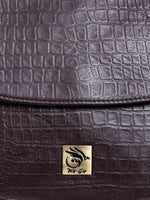 Genuine Leather , Women Trendy Front Magnet Closure , Croco Embossed Leather Bag