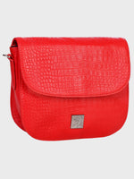 Genuine Leather , Women Trendy Front Magnet Closure , Croco Embossed Leather Bag