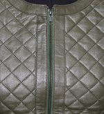 Genuine Leather Quilted Jacket For Women's Olive Color