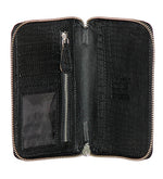 Genuine Leather , Croco Embossed Leather Women Wallet Black Color