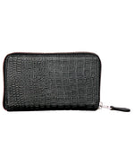 Genuine Leather , Croco Embossed Leather Women Wallet Black Color