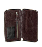 Genuine Leather , Croco Embossed Leather Women Wallet Brown Color
