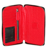 Genuine Leather , Croco Embossed Leather Women Wallet Red Color