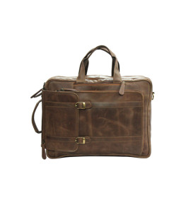 Genuine Leather Multipurpose Briefcase Bag Cum Backpack With Laptop Compartment & Adjustable Shoulder Strap