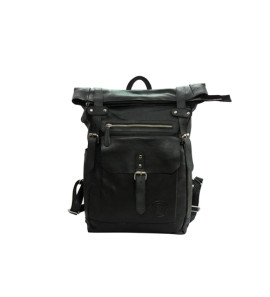 UNISEX GENUINE LEATHER ROLL-TOP BACKPACK WITH 14" LAPTOP COMPARTMENT UNISEX GENUINE LEATHER ROLL-TOP BACKPACK WITH 14" LAPTOP COMPARTMENT