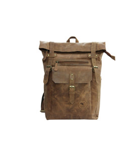 UNISEX GENUINE LEATHER ROLL-TOP BACKPACK WITH 14" LAPTOP COMPARTMENT UNISEX GENUINE LEATHER ROLL-TOP BACKPACK WITH 14" LAPTOP COMPARTMENT