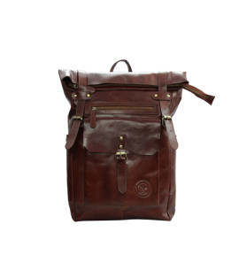 UNISEX GENUINE LEATHER ROLL-TOP BACKPACK WITH 14" LAPTOP COMPARTMENT UNISEX GENUINE LEATHER ROLL-TOP BACKPACK WITH 14" LAPTOP COMPARTMENT