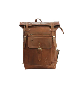 UNISEX GENUINE LEATHER ROLL-TOP BACKPACK WITH 14" LAPTOP COMPARTMENT UNISEX GENUINE LEATHER ROLL-TOP BACKPACK WITH 14" LAPTOP COMPARTMENT