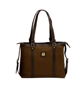 Genuine Leather And Waxed Canvas Women's Tote Bag With 15" Laptop Compartment