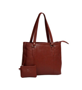 Genuine Leather Womens Tote Bag With Wallet Pouch