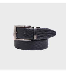 Genuine Leather - Reptile Embossed Print - Men Formal Reviersible Belt Black / Brown - 35 mm Width