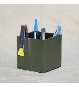 GENUINE LEATHER  PEN STAND 4 " X 4 "