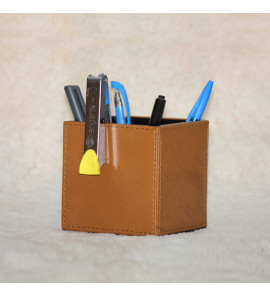 GENUINE LEATHER  PEN STAND 4 " X 4 "
