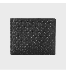 Genuine Leather - Hexagon Print Embossed - Men Leather Wallet 