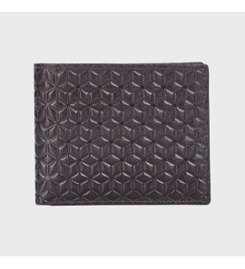 Genuine Leather - Hexagon Print Embossed - Men Leather Wallet 